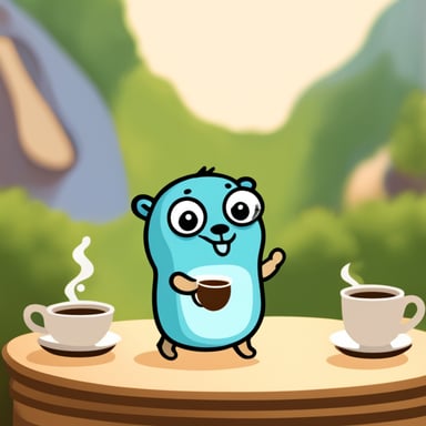 Go Blue Gopher drinking tea.
