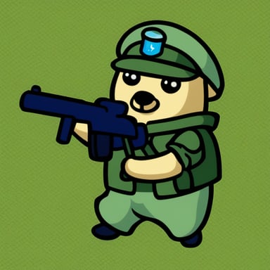 Go Blue Gopher in a military uniform (pixel camouflage).