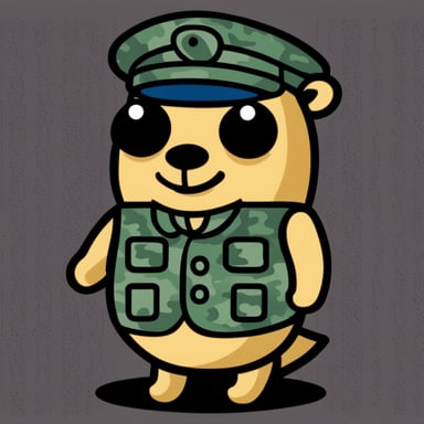 Go Blue Gopher in a military uniform features pixel camouflage.