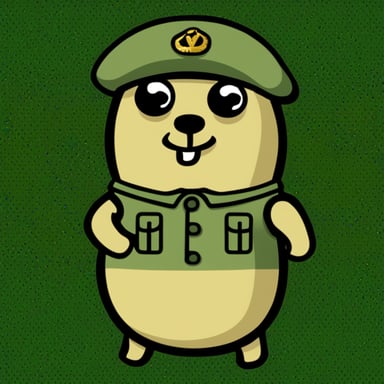 Go Blue Gopher in a military uniform (pixel camouflage).