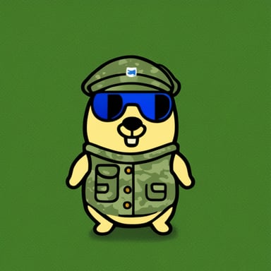 Go Blue Gopher in a military uniform (pixel camouflage).