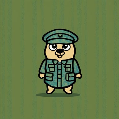 Go Blue Gopher in a military uniform (pixel camouflage).