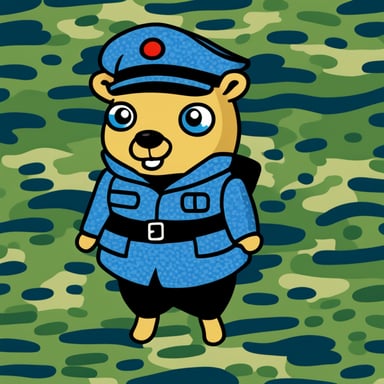 Go Blue Gopher in a military uniform (pixel camouflage).
