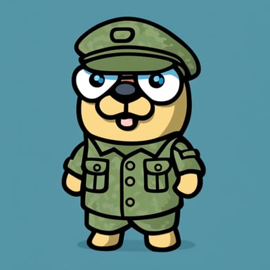 Go Blue Gopher in a military uniform (pixel camouflage).