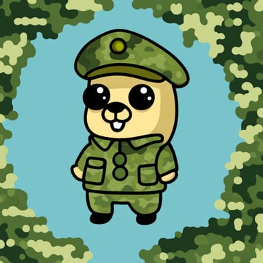 Go Blue Gopher in a military uniform (pixel camouflage).