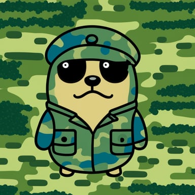 Go Blue Gopher in a military uniform (pixel camouflage).