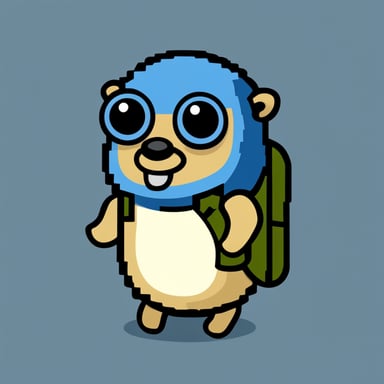 Go Blue Gopher in a military uniform (pixel camouflage).