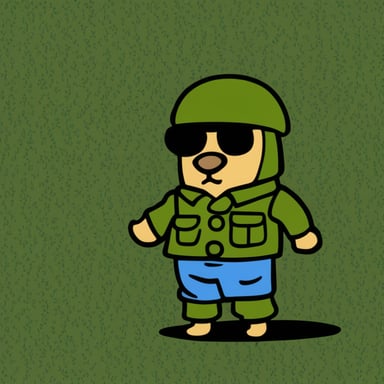 Go Blue Gopher in a military uniform (pixel camouflage).