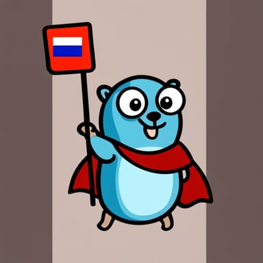 Go Blue Gopher with Russian flag.