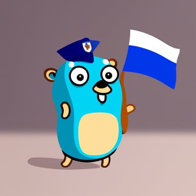 Go Blue Gopher with Russian flag.