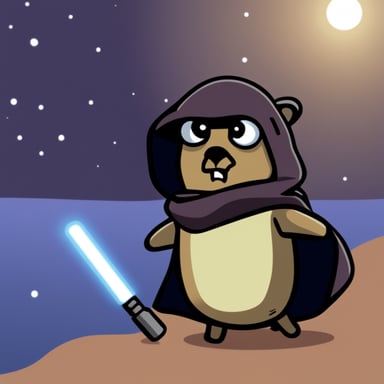 Go Blue Gopher as a sad gopher in the Star Wars universe.