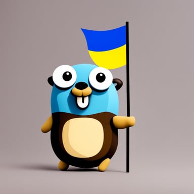 Go Blue Gopher with Ukraine flag