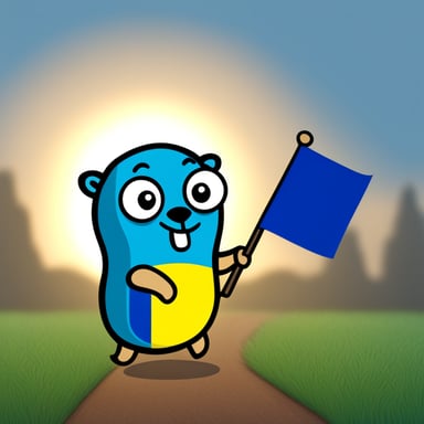 Go Blue Gopher with Ukraine flag