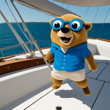Go Blue Gopher on a sailing yacht