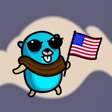 Go blue gopher with USA flag