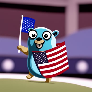 Go blue gopher with USA flag