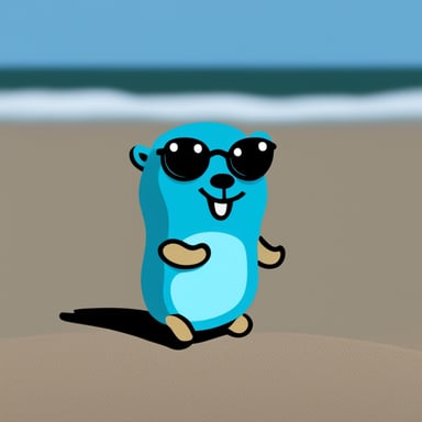 Go Blue Gopher sitting on the beach.