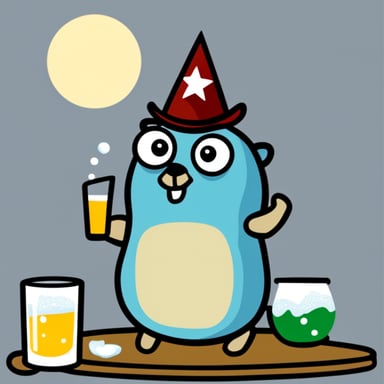 Go blue gopher as drunk gopher.