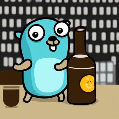 Go blue gopher as drunk gopher.