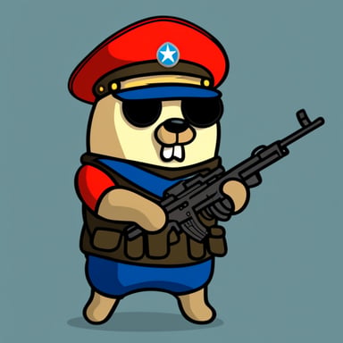 Go Blue Gopher as a big strong Russian soldier.