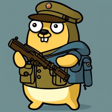 Go Blue Gopher as a big strong Russian soldier.