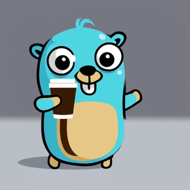 Go Blue Gopher drinks morning coffee.