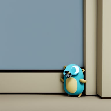 Go blue gopher pees to wall.