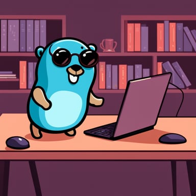 Go Blue Gopher as an echelon person from cybersecurity.