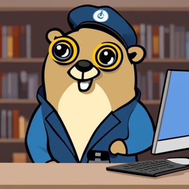 Go Blue Gopher as an echelon person from cybersecurity.