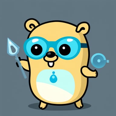 Cybersecurity go blue gopher with strong hands and steel eyes