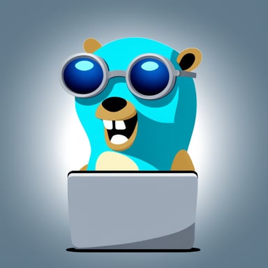 Cybersecurity go blue gopher with strong hands and steel eyes