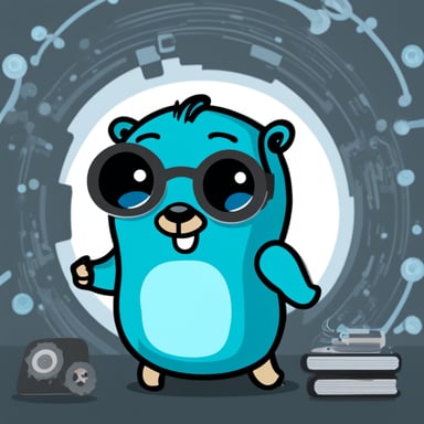 Cybersecurity go blue gopher with strong hands and steel eyes