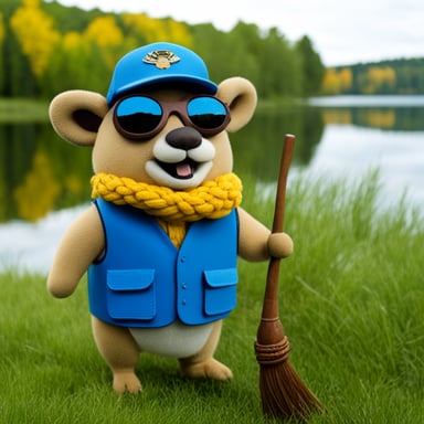 Happy Go Blue Gopher fisherman
