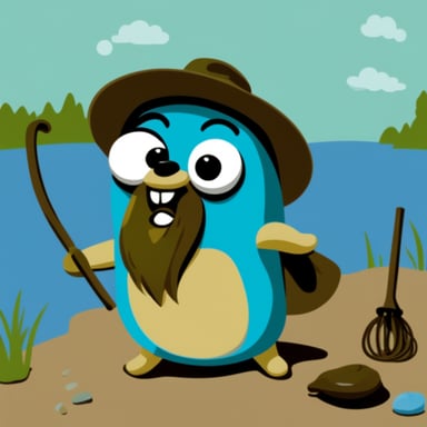 Happy Go Blue Gopher fisherman