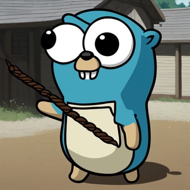 Go Blue Gopher as a character in Attack on Titan.