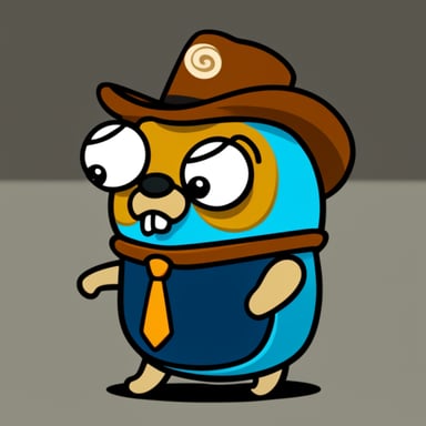 Go blue gopher as a tired character.