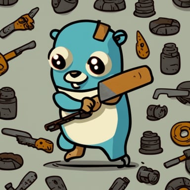 Go Blue Gopher with a chainsaw in a Friday the 13th style.