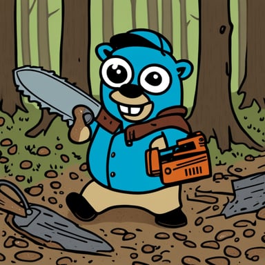 Go Blue Gopher with a chainsaw in a Friday the 13th style.