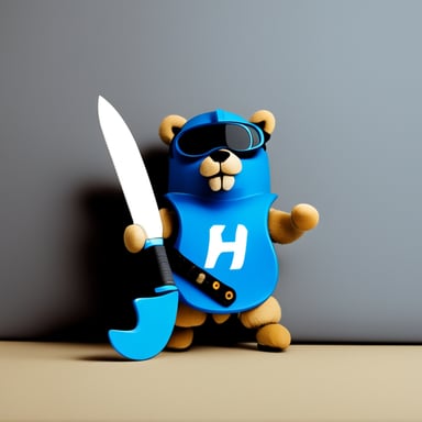 Go Blue Gopher in hockey mask with knives
