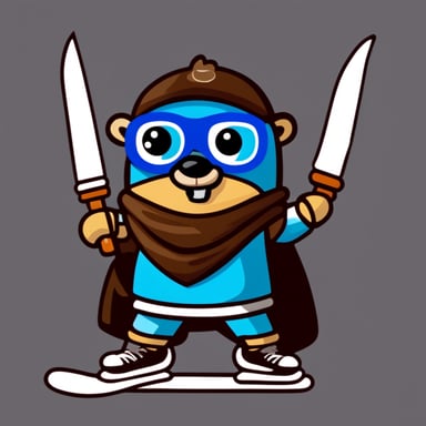 Go Blue Gopher in hockey mask with knives