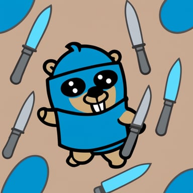 Go Blue Gopher in hockey mask with knives