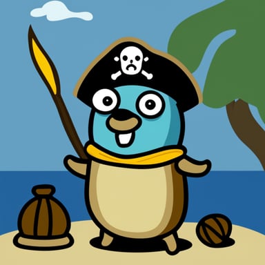 Go blue gopher as pirate gopher.
