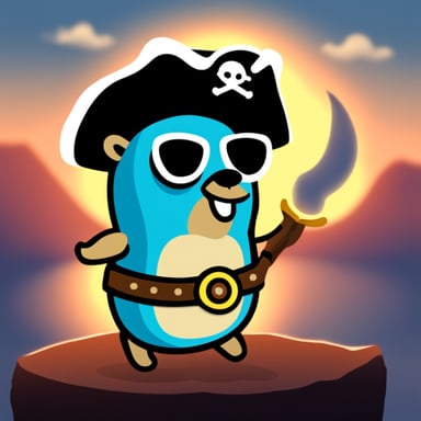 Go blue gopher as pirate gopher.