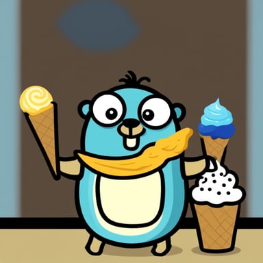 Go blue gopher as ice cream gopher.