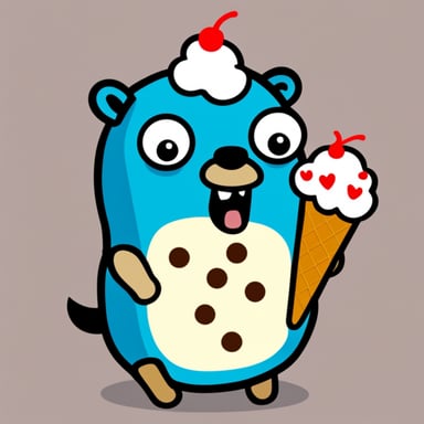 Go blue gopher as ice cream gopher.