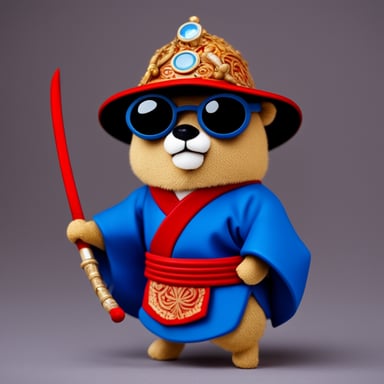 Go Blue Gopher as a samurai in royal colors.