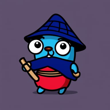 Go Blue Gopher as a samurai in royal colors.