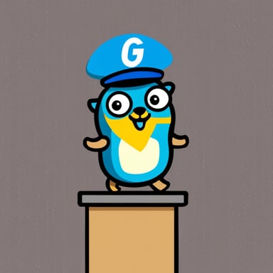 Go Blue Gopher on podium