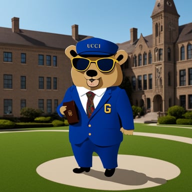 Go Blue Gopher in a Gucci suit.