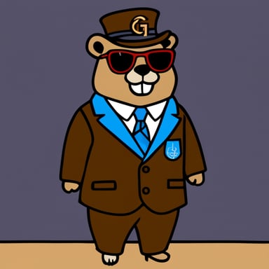 Go Blue Gopher in a Gucci suit.